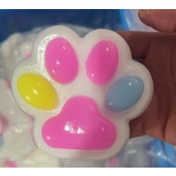 Jucarie Antistres Squishy, Vivimall, cu Revenire Lenta, Labuta de Pisica Pufoasa, 8.5 x 7.5 cm, Ambalaj Transparent, Alb Roz Multicolor