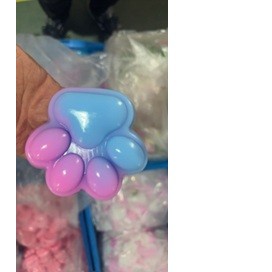 Jucarie Antistres Squishy, Vivimall, cu Revenire Lenta, Labuta de Pisica Pufoasa, 8.5 x 7.5 cm, Ambalaj Transparent, Albastru Roz