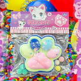 Jucarie Antistres Squishy, Vivimall, cu Revenire Lenta, Squeeze Pinch Family, Model Cat Paw, 12.5x10.5 cm, 220g, Ambalaj Transparent, Model 7, Albastru Multicolor - vivimall.ro