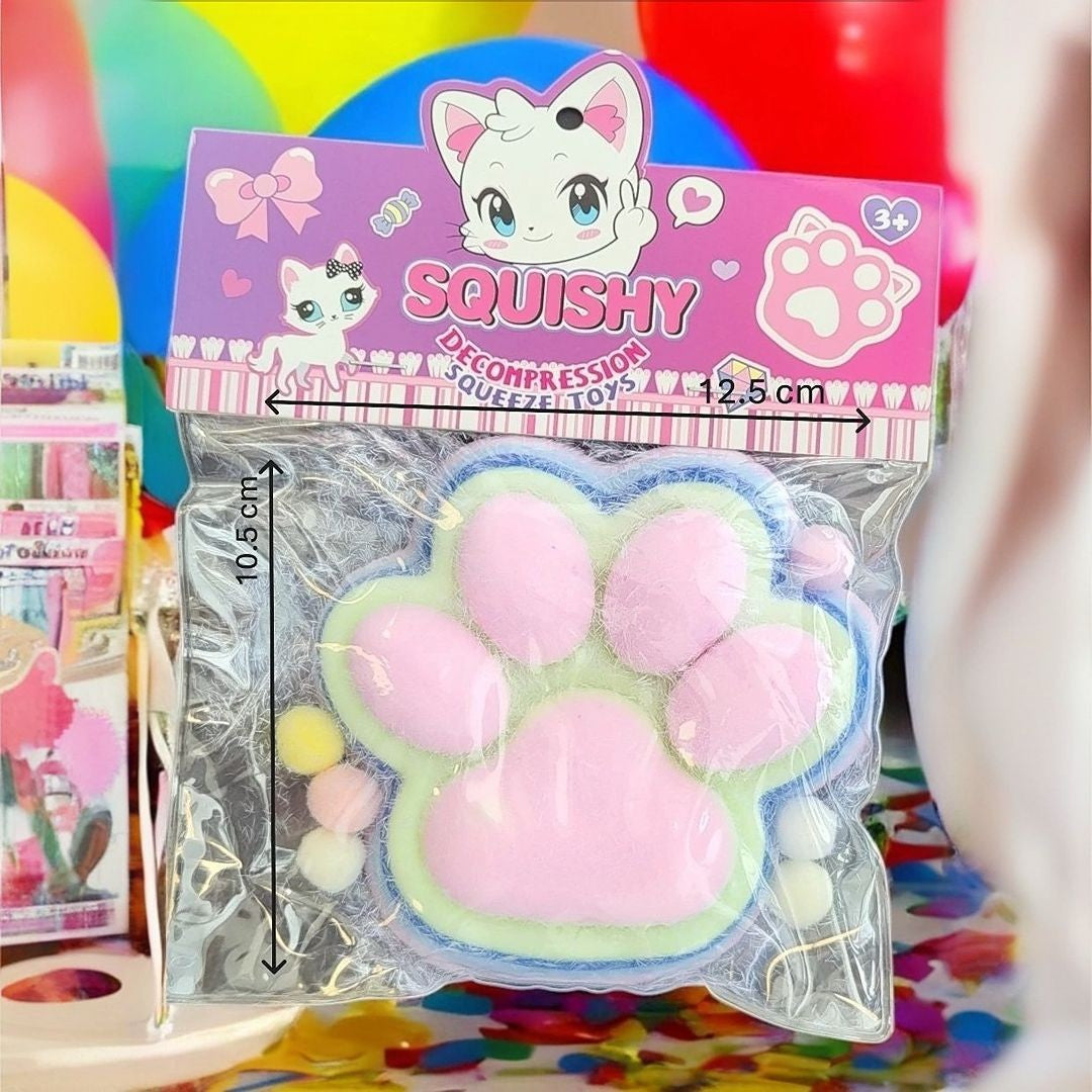 Jucarie Antistres Squishy, Vivimall, cu Revenire Lenta, Squeeze Pinch Family, Model Cat Paw, 12.5x10.5 cm, 220g, Ambalaj Transparent, Model 9, Multicolor - vivimall.ro