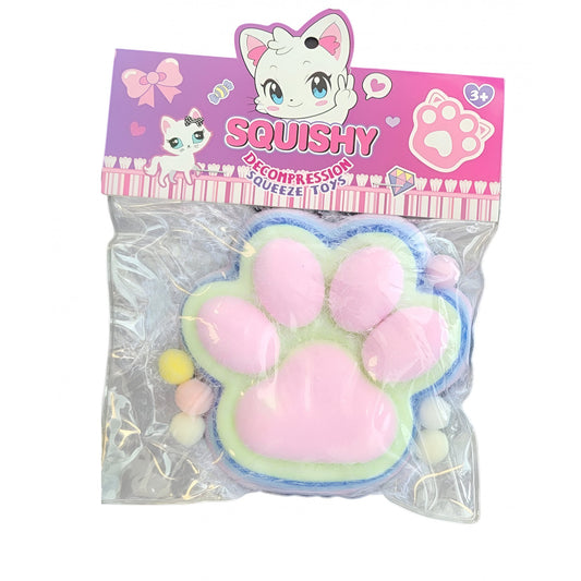 Jucarie Antistres Squishy, Vivimall, cu Revenire Lenta, Squeeze Pinch Family, Model Cat Paw, 12.5x10.5 cm, 220g, Ambalaj Transparent, Model 9, Multicolor