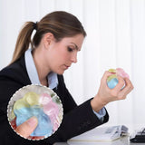 Jucarie Antistres Squishy, Vivimall, cu Revenire Lenta, Squeeze Pinch Family, Model Cat Paw, 6.5 x 6 cm, din Tpr, 4-6 Ani, Model Curcubeu, Multicolor cu Insertii