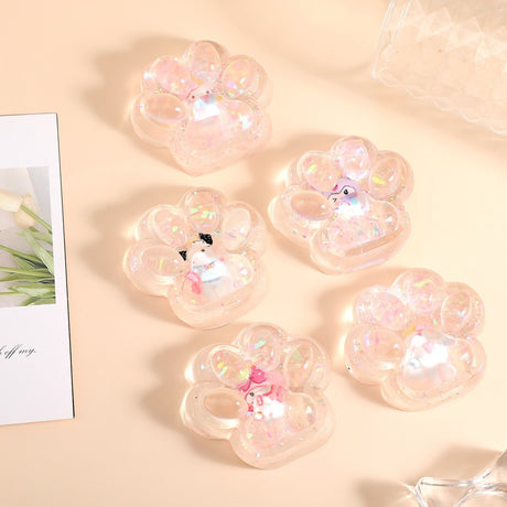 Jucarie Antistres Squishy, Vivimall, cu Revenire Lenta, Squeeze Pinch Family, Model Cat Paw, 6.5 x 7 cm, din Tpr, 4-6 Ani, Model 1 Figurina, Transparent - vivimall.ro