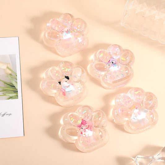 Jucarie Antistres Squishy, Vivimall, cu Revenire Lenta, Squeeze Pinch Family, Model Cat Paw, 6.5 x 7 cm, din Tpr, 4-6 Ani, Model 1 Figurina, Transparent