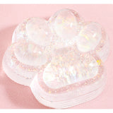 Jucarie Antistres Squishy, Vivimall, cu Revenire Lenta, Squeeze Pinch Family, Model Cat Paw, 6.5 x 7 cm, din Tpr, 4-6 Ani, Model 4 Sclipici, Transparent - vivimall.ro