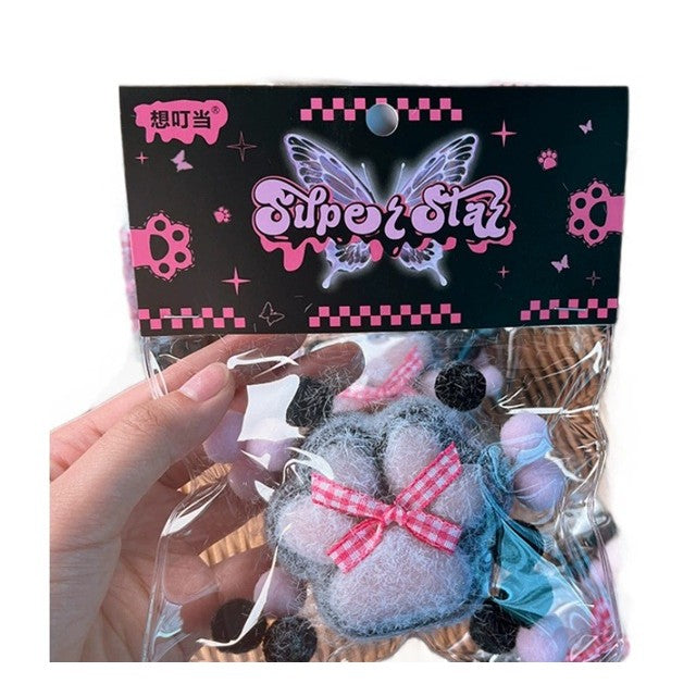 Jucarie Antistres Squishy, Vivimall, cu Revenire Lenta, Squeeze Pinch Family, Model Cat Paw, Pufoasa, Model cu Fundita, Ambalaj Transparent, Negru - vivimall.ro