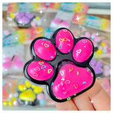 Jucarie Antistres Squishy, Vivimall, cu Revenire Lenta, Squeeze Pinch Family, Model Labuta de Pisica, 6.8x6.2 cm, 55g, Ambalaj Transparent, Roz Inchis - vivimall.ro