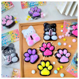 Jucarie Antistres Squishy, Vivimall, cu Revenire Lenta, Squeeze Pinch Family, Model Labuta de Pisica, 6.8x6.2 cm, 55g, Ambalaj Transparent, Roz Deschis - vivimall.ro