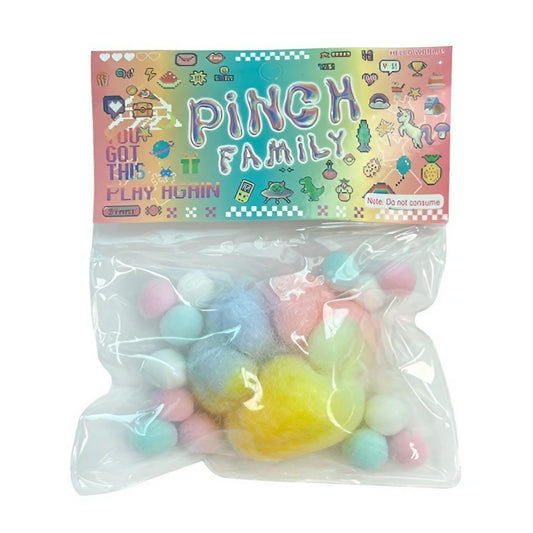 Jucarie Antistres Squishy, Vivimall, cu Revenire Lenta, Squeeze Pinch Family, Model Labuta de Pisica Pufoasa, 6x6 cm, 70g, Ambalaj Transparent, Multicolor - vivimall.ro