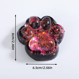 Jucarie Antistres Squishy, Vivimall, cu Revenire Lenta, Squeeze Pinch Family, Model Labuta de Pisica cu Sclipici, 6.5x6 cm, 60g, Ambalaj Transparent, Roz-Negru - vivimall.ro