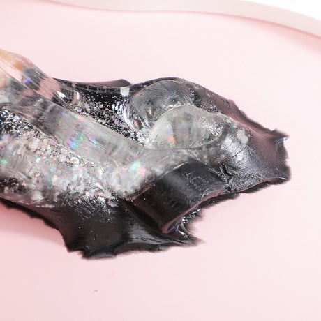 Jucarie Antistres Squishy, Vivimall, cu Revenire Lenta, Squeeze Pinch Family, Model Labuta de Pisica cu Sclipici, 6.5x6 cm, 60g, Ambalaj Transparent, Alb-Negru - vivimall.ro