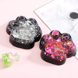 Jucarie Antistres Squishy, Vivimall, cu Revenire Lenta, Squeeze Pinch Family, Model Labuta de Pisica cu Sclipici, 6.5x6 cm, 60g, Ambalaj Transparent, Alb-Negru