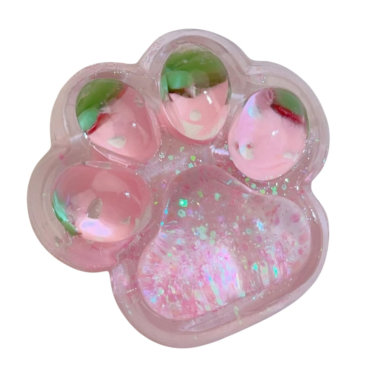 Jucarie Antistres Squishy, Vivimall, cu Revenire Lenta, Squeeze Pinch Family, Model Labuta de Pisica cu Sclipici, 6.5x6 cm, 60g, Ambalaj Transparent, Roz - vivimall.ro