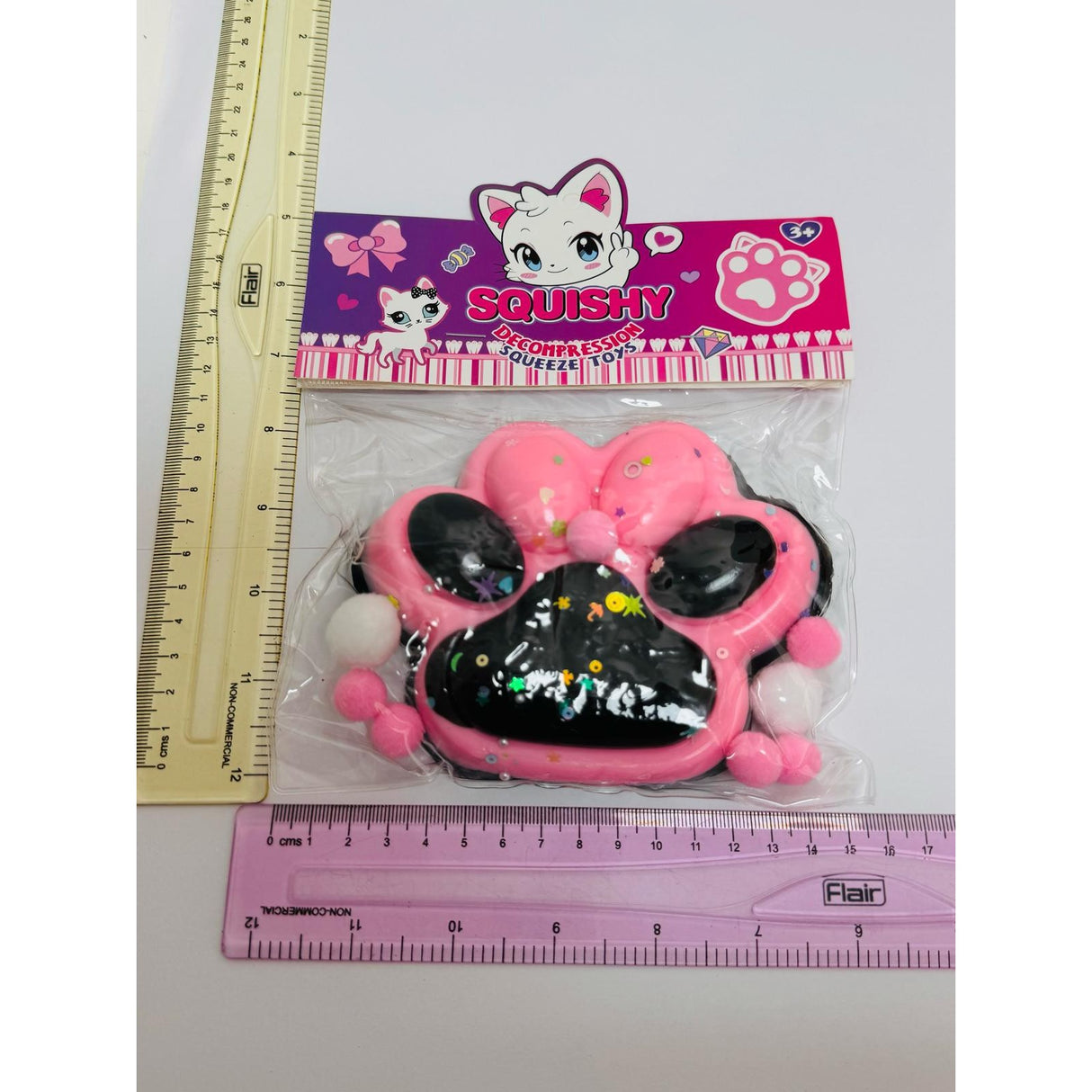 Jucarie Antistres Squishy, Cu Revenire Lenta, Cu Stelute, 12 Cm, 220G, Pinch Family, Ambalaj , Roz Negru - vivimall.ro