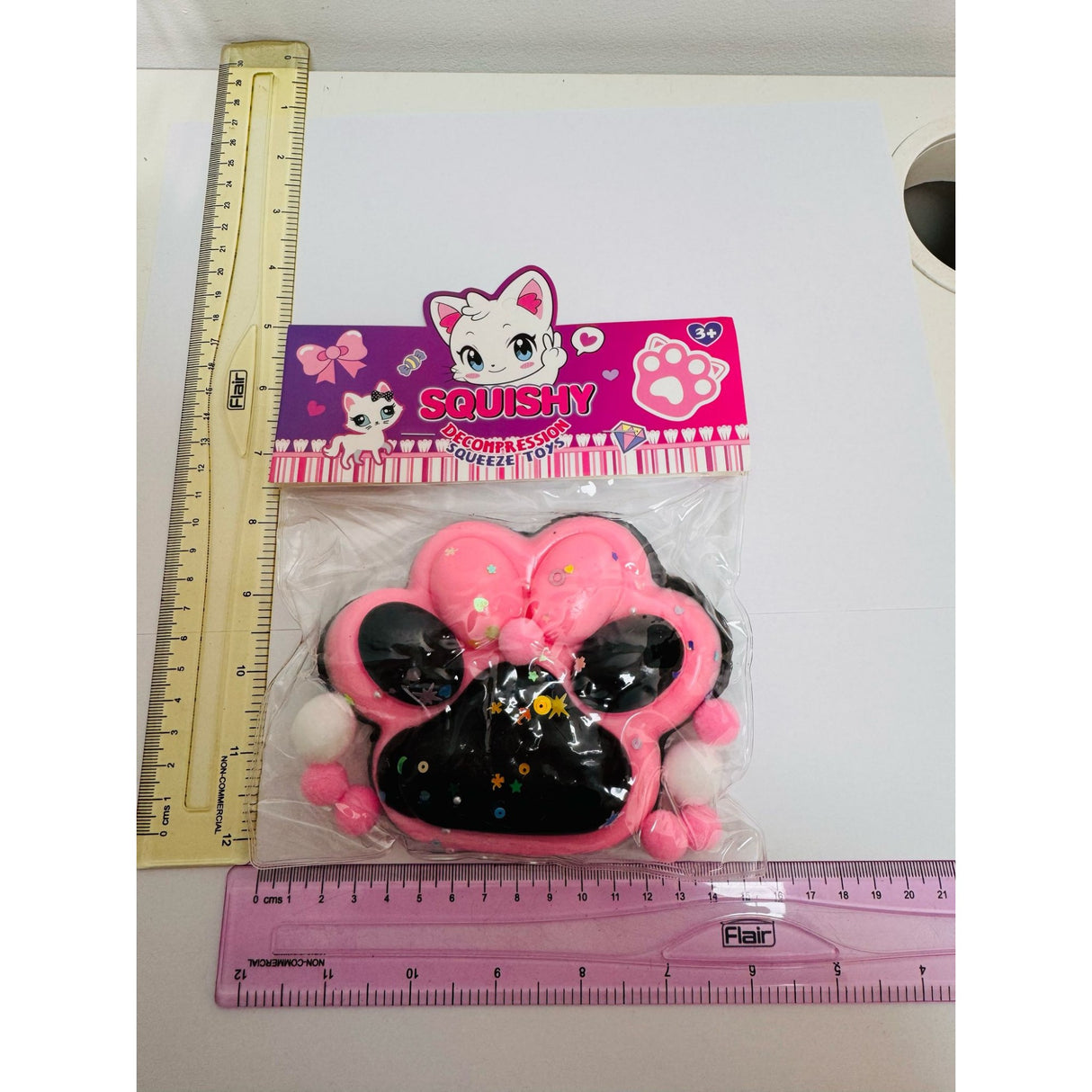 Jucarie Antistres Squishy, Cu Revenire Lenta, Cu Stelute, 12 Cm, 220G, Pinch Family, Ambalaj , Roz Negru - vivimall.ro
