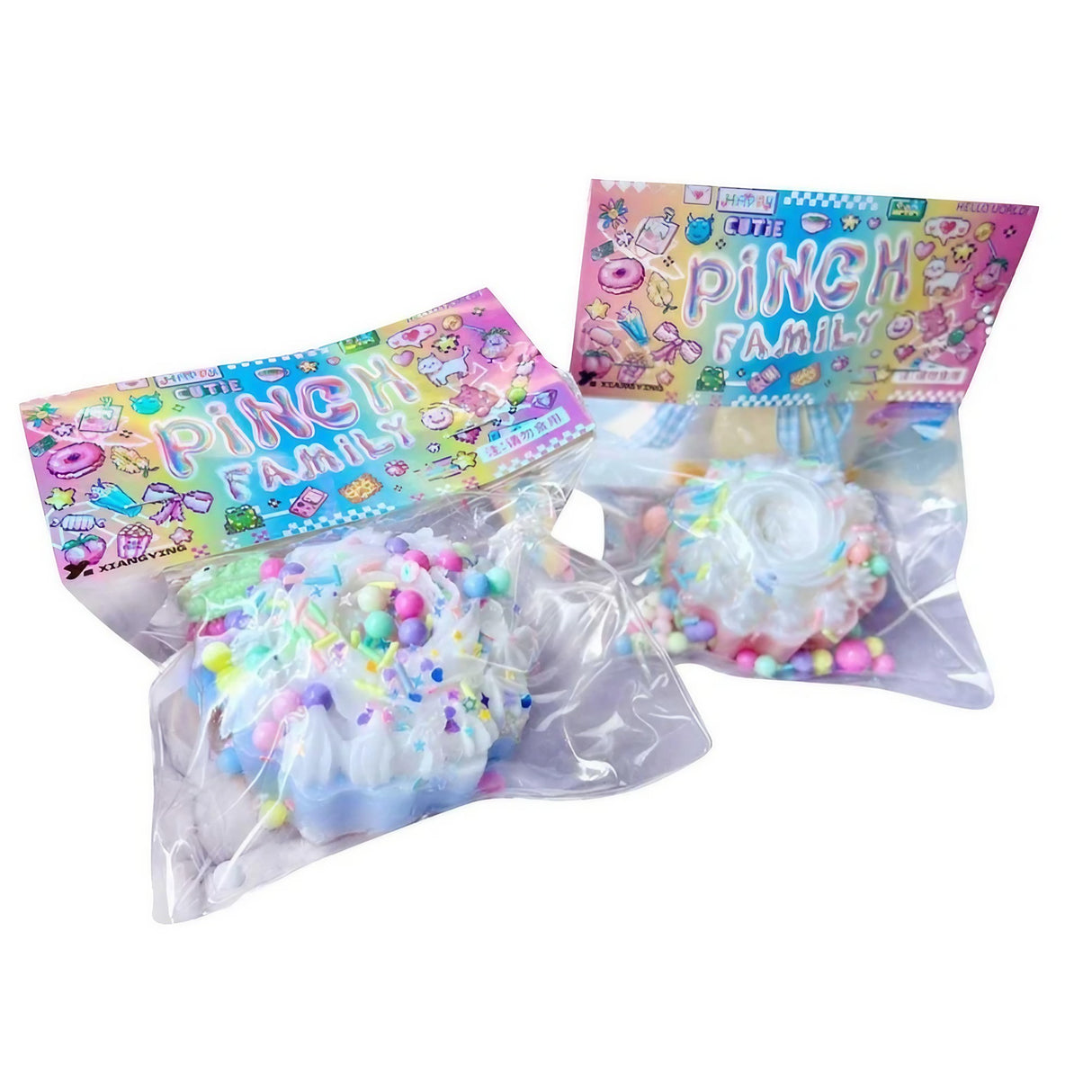 Jucarie Antistres Squishy, Cu Revenire Lenta, Squeeze Pinch Family, 90G, Ambalaj, Multicolor