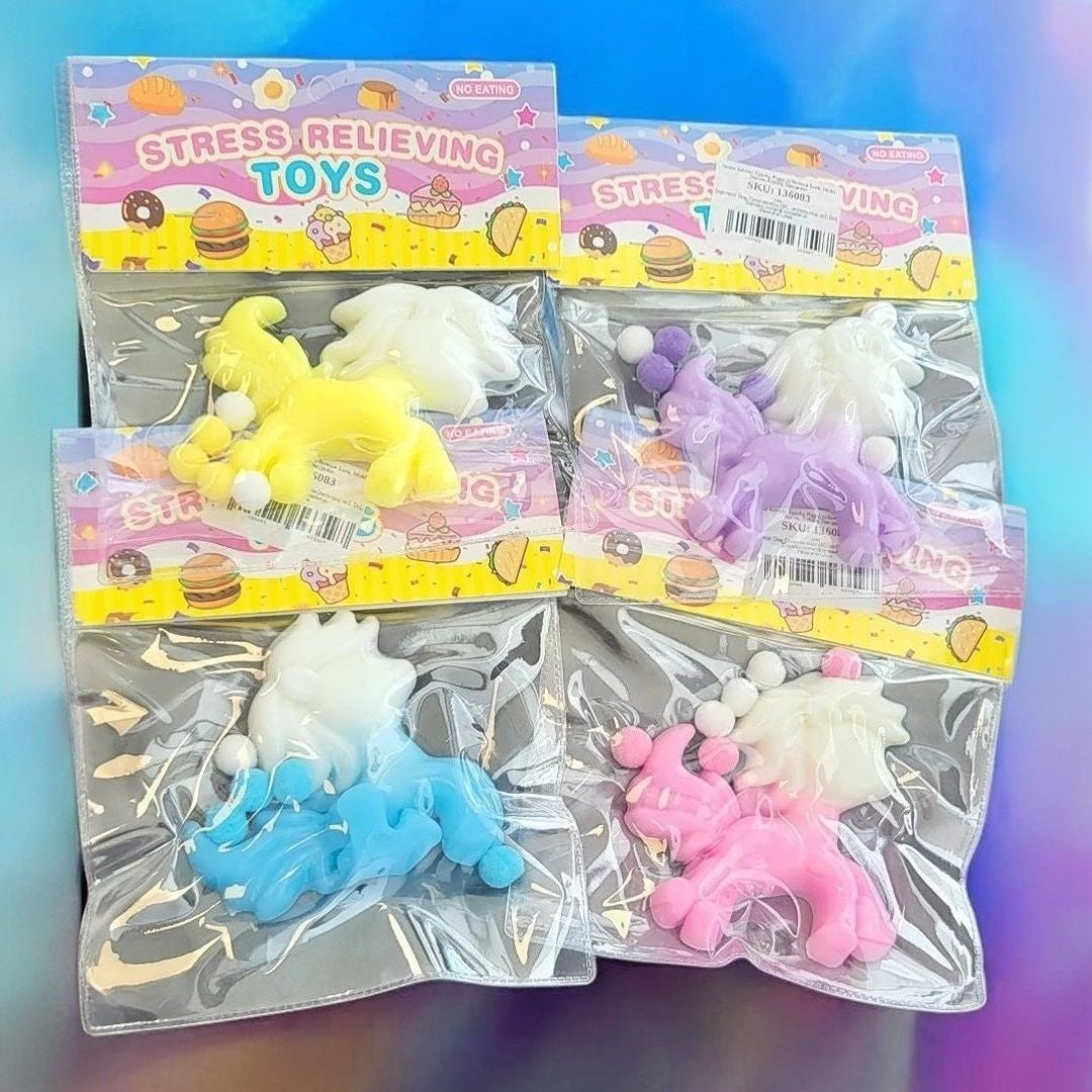 Jucarie Antistres Squishy, Vivimall, cu Revenire Lenta, Squeeze Pinch Family, Model Unicorn, Ambalaj Transparent, multicolor - vivimall.ro