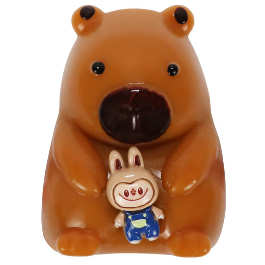 Jucarie Antistres Squishy, Vivimall, cu Revenire Lenta, Squeeze Pinch Family, Model Urs, Ambalaj Transparent, 4.5 x 7.2 cm, Maro