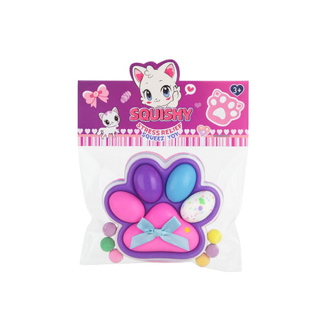 Jucarie Antistres Squishy, Vivimall, cu Revenire Lenta, Squeeze Pinch Family, Model Cat Paw, 12.5x10.5 cm, 220g, Ambalaj Transparent, Model 1, Multicolor - vivimall.ro