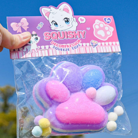 Jucarie Antistres Squishy, Flippy, cu Revenire Lenta, Squeeze Toys, Model Cat Paw, 12.5x10.5 cm, 220g, +3 Ani, din TPR, Model 2, Multicolor - vivimall.ro