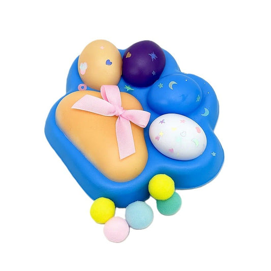 Jucarie Antistres Squishy, Vivimall, cu Revenire Lenta, Squeeze Toys, Model Cat Paw, 12.5x10.5 cm, 220g, +3 Ani, din TPR, Model 7, Multicolor - vivimall.ro