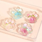 Jucarie Antistres Squishy, Flippy, Labuta de Pisica Pufoasa, cu Revenire Lenta, 7 x 6.5 cm, Model Flori 1, Transparent - vivimall.ro