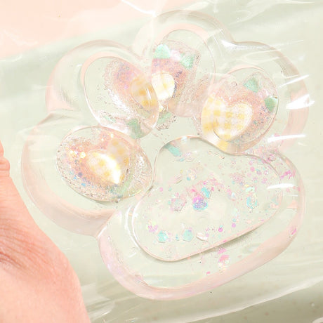 Jucarie Antistres Squishy, Flippy, Labuta de Pisica Pufoasa, cu Revenire Lenta, 7 x 6.5 cm, Model Inima, Multicolor - vivimall.ro