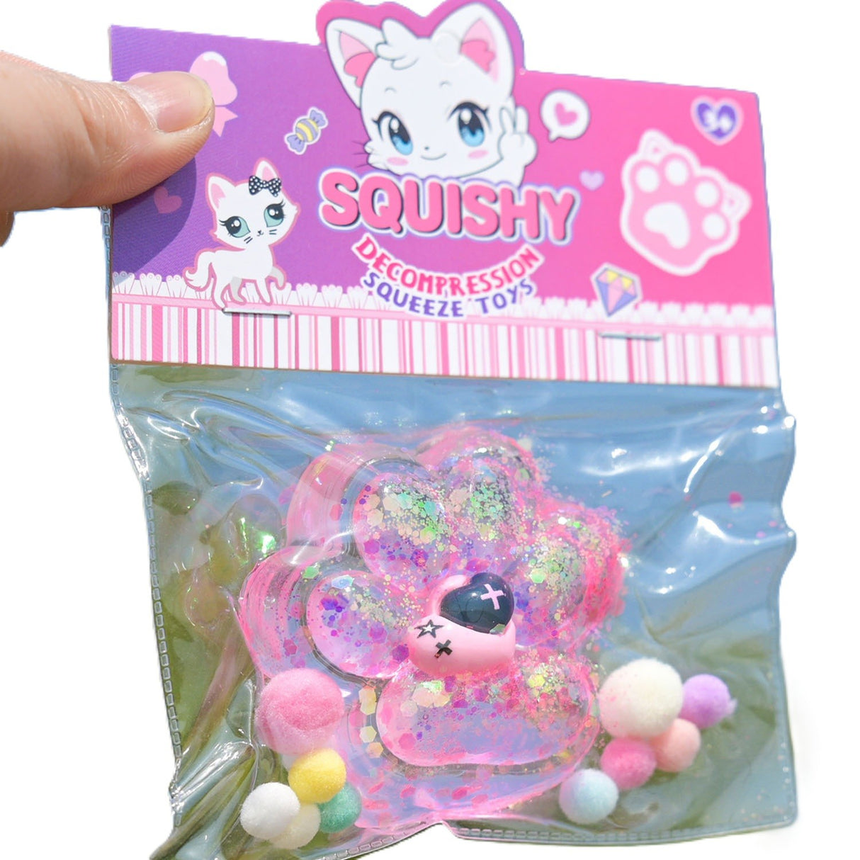 Jucarie Antistres Squishy, Flippy, Labuta de Pisica Squeeze Toys, cu Revenire Lenta, 7.5 cm, Model 270519, Multicolor - vivimall.ro