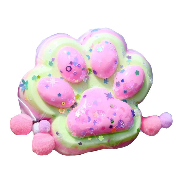 Jucarie Antistres Squishy, Vivimall, Revenire Lenta, Model Labuta de Pisica, Squishy, BIG 12.5 x 10.5 cm, 220 g, Model 22, Roz Verde - vivimall.ro