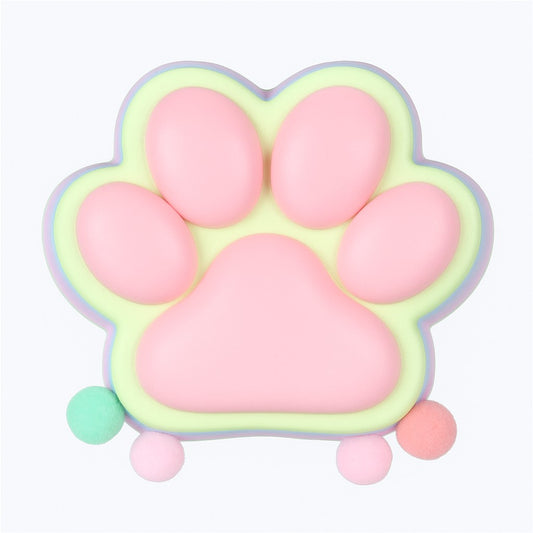 Jucarie Antistres Squishy, Vivimall, Revenire Lenta, Model Labuta de Pisica, Squishy, BIG 12.5 x 10.5 cm, 220 g, Model 21, Multicolor Roz Galben