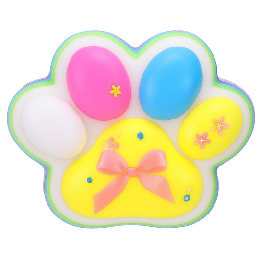 Jucarie Antistres Squishy, Vivimall, Revenire Lenta, Model Labuta de Pisica, Squishy, BIG 12.5 x 10.5 cm, 220 g, Model 24, Multicolor Alb Galben