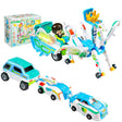 Jucarie Transformer Magnetica 3 in 1 Mars Deer Cosmic Planet, Flippy, 3 Masini Care se Transforma in Pegas Inaripat, Atractie Magnetica, 3+ Ani, din ABS, Albastru - vivimall.ro