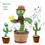 Jucarie Cactus dansator cu acumulator, Imita, Canta, Danseaza, Palarie si fular incluse - vivimall.ro