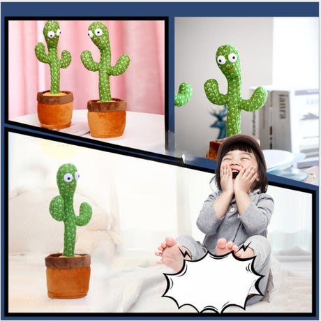 Jucarie Cactus Dansator Canta, Danseaza, Imita, Distractiv, Verde, 37Cm - vivimall.ro