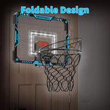 Cos de Baschet pentru Copii, Vivimall, cu Tablou de Bord Electronic, Minge, Pompa, 2 Moduri, Interior/Exterior, Inel Metalic si Rabatabil cu Arc, Luminos, 41x31x5 cm, Multicolor - vivimall.ro