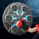 Jucarie de Boxat cu Muzica si Lumini, Flippy, Manusi Incluse, Bluetooth, Incarcare USB, Aplicare cu Ventuze, 6 Tinte, 32x27x3.5 cm, 930 g, Negru