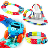 Jucarie de Constructie RollerCoaster, Flippy, 138 de Piese, 41.5x31x7 cm, cu Masini, Multicolor