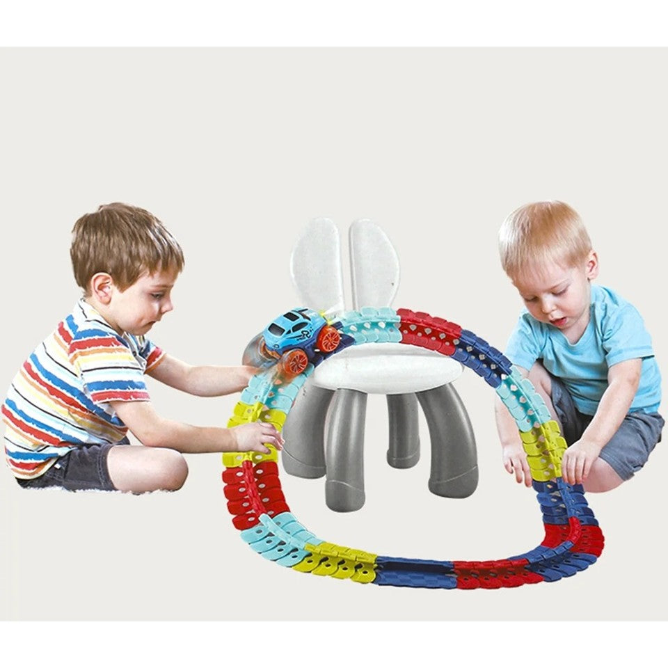 Jucarie de Constructie RollerCoaster, Flippy, 138 de Piese, 41.5x31x7 cm, cu Masini, Multicolor