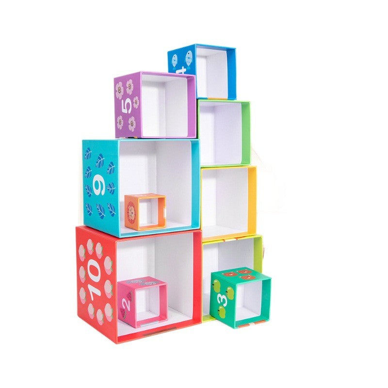 Jucarie de Construit, Vivimall, Blocuri Stivuibile, +3 Ani, 10 Cutii, Invatare numere 1-10, 13.4 x 13.4 x 13.4 cm, Multicolor - vivimall.ro