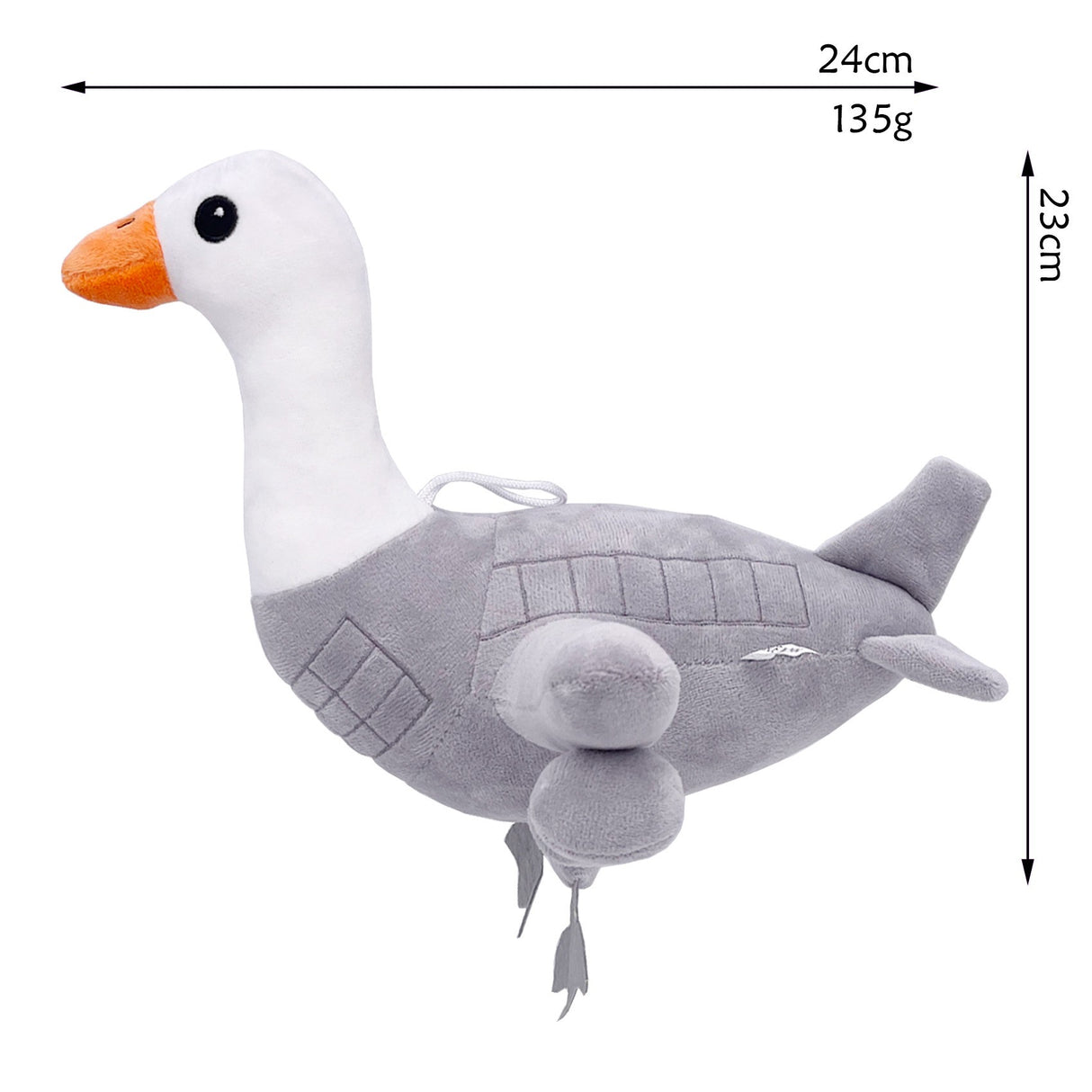 Jucarie Moale de Plus Italian Brainrot, Flippy, cu Agatatoare, Model Gasca Bombombini Gusini, Jucarie Moale pentru Copii, 24 x 23 cm, Gri Alb - vivimall.ro