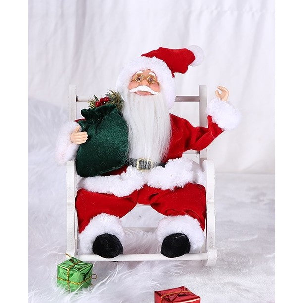 Jucarie decorativa, Flippy, Mos Craciun, 30 cm x 18 cm, grosime 18 cm, lana, tesatura de plus, poliester, interior/exterior - vivimall.ro