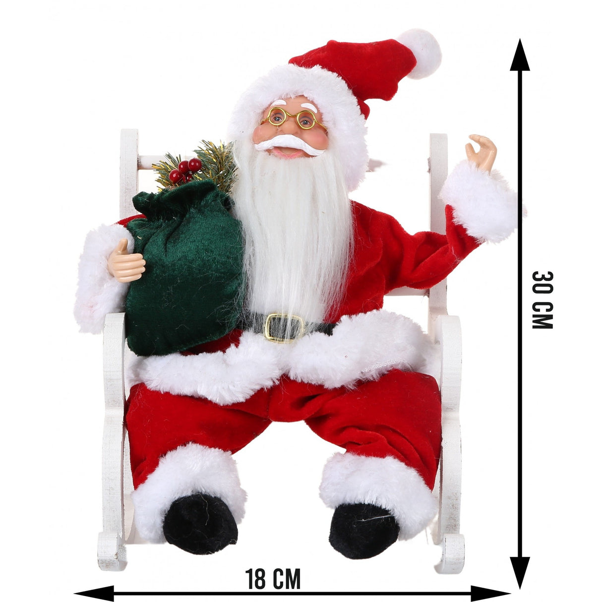 Jucarie Decorativa, Mos Craciun, Grosime 18 Cm, Lana, Tesatura De Plus, Poliester, Interior/Exterior