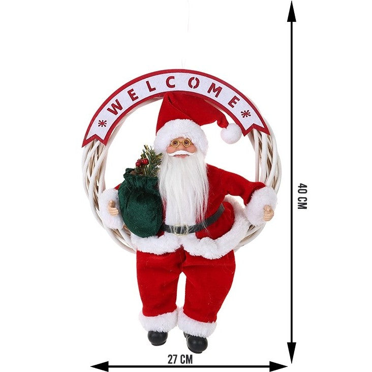 Jucarie decorativa, Flippy, Mos Craciun, 40 cm x 27 cm, grosime 12 cm, lana, tesatura de plus, poliester, interior/exterior - vivimall.ro