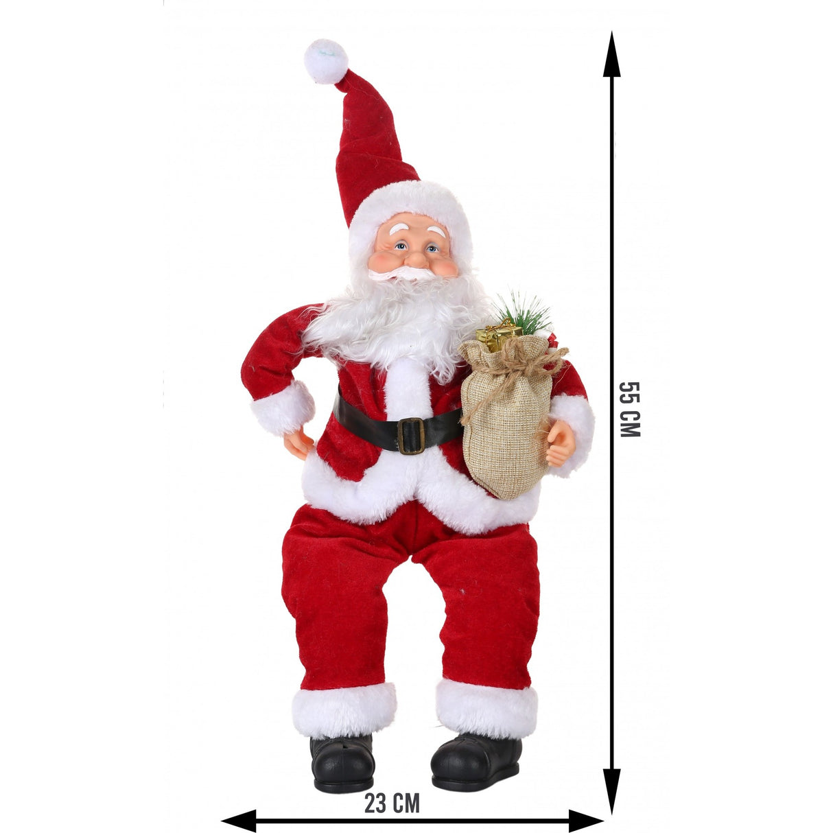 Jucarie Decorativa, Mos Craciun,, Grosime 25 Cm, Lana, Tesatura De Plus, Poliester, Interior/Exterior