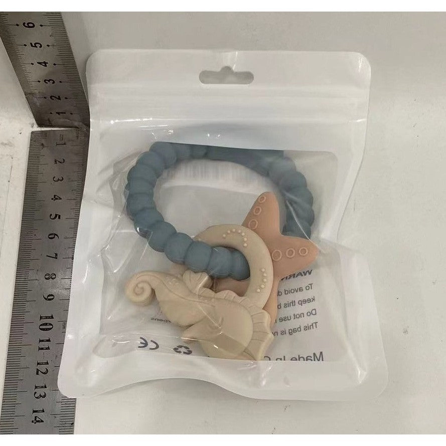 Jucarie Dentitie Bebelusi, Tip Bratara, Model Calut Si Stea De Mare, + 3 Luni, Din Silicon, Fara Bpa
