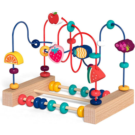 Jucarie Din Lemn Montessori, Labirint Motricitate Cu Abac Si Animalute, Rollercoaster Pentru Copii, Educativ, Dezvoltarea Abilitatilor Motorii, Numaratoare, 22X17X15 Cm, Multicolor - vivimall.ro