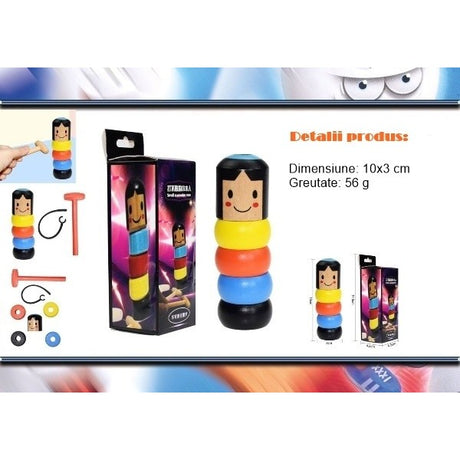 Jucarie Din Lemn Pentru Copii, Soldatel Indestructibil Multicolor - vivimall.ro