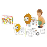 Jucarie Educativa pentru Copii, Flippy, Model Leu 3D, Puzzle 3D de Asamblat si Colorat din Carton, Educativ, 41 x 12 x 33 cm, 3+ ani, Alb - vivimall.ro