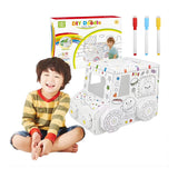 Jucarie Educativa pentru Copii, Flippy, Model Masinuta 3D, Jucarie de Asamblat si Colorat, din Carton, 28 x 20 cm, 3+ ani, Alb - vivimall.ro