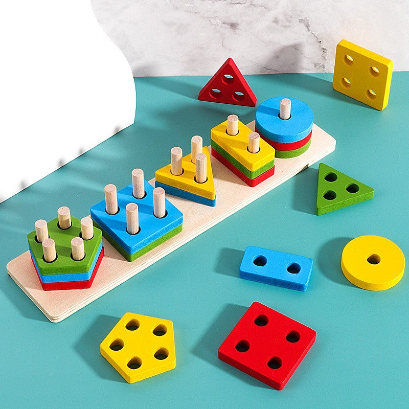 Jucarie Educativa Tip Montessori, Din Lemn, + 36 Luni, Forme Geometrice, 20 Piese